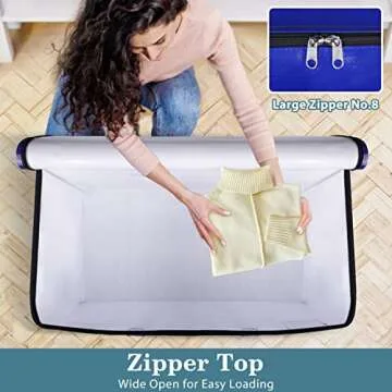 HomeHacks Moving Bags, 8-Pack Heavy Duty with Strong Zippers and Handles Collapsible Moving Supplies, Storage Totes for Packing & Moving Storing 93L-8 Pack (Blue)