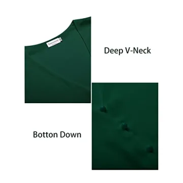 Kancystore Women's Cute Balloon Sleeve Blouse Dark Green