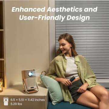 [Sound by J-B-L & Built-in Battery] Yaber T2 Outdoor Projector with WiFi 6 and Bluetooth, Native 1080P Smart Movie Portable Projector for Inside and Outside, Compatible with TV Dongle