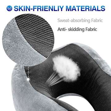 DYD Travel Pillow Memory Foam Neck Pillow for Airplane Washable Velour Cover Ergonomic Neck Support ...