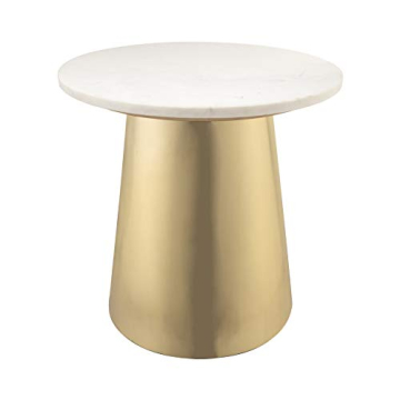 TOV Bleeker Marble Side Table, Modern Design, 20"