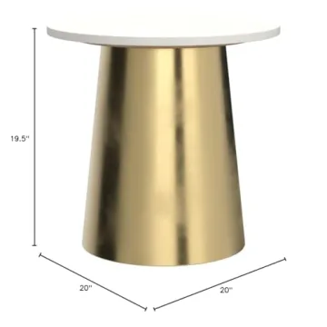 TOV Bleeker Marble Side Table, Modern Design, 20"