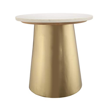 TOV Bleeker Marble Side Table, Modern Design, 20"