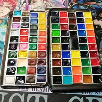 FCLUB Watercolor Palette Tin with 40 Half Pans and Magnetic Strips