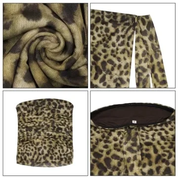 Trendy Women’s Leopard Print Tulle Crop Tube Top