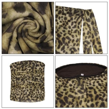 Trendy Women’s Leopard Print Tulle Crop Tube Top