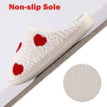 HIPINISS Heart Slippers - Valentines & House Slippers for Women & Men, Fluffy Memory Foam Womens House Shoes, Outdoor & Indoor, Valentine's Day & Mother's Day Gifts, X Heart Slide 41-42
