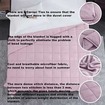 L'AGRATY Weighted Blanket - 48"x72" 15lbs Cooling Breathable Heavy Blanket Microfiber Material with Glass Beads Big Blanket for Adult All-season Summer Fall Winter Soft Thick Comfort Blanket