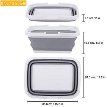 2 Pack Collapsible Sink with 2.25 Gal / 8.5L Each Wash Basin for Washing Dishes, Camping, Hiking and...