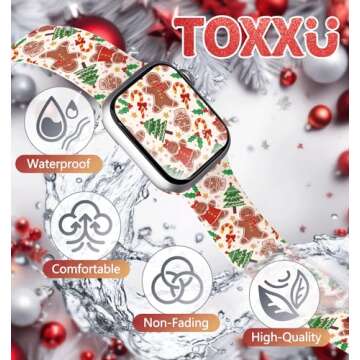 TOXXU Christmas Gingerbread Man Watch Band Compatible with Apple Watch 38mm 40mm 41mm 42mm 44mm 45mm...