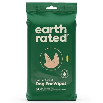 Earth Rated Hypoallergenic Pet Ear Wipes - Cleans Dirt & Wax, Oatmeal Scent, 60 Count