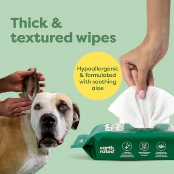 Hypoallergenic Pet Ear Wipes for Dogs & Cats - 60 Count