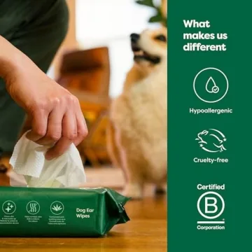 Hypoallergenic Pet Ear Wipes for Dogs & Cats - 60 Count