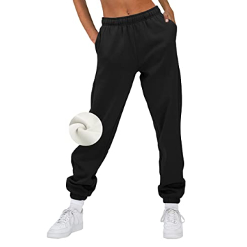 AUTOMET Women’s Fleece-Lined High Waisted Joggers - Cozy Winter Sweatpants