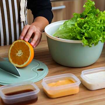 Citylife 2 Set Kitchen Colander Bowl Pasta Strainer Plastic Fruit Bowl Colanders with Lids 2.1 QT Dual-Layer Draining Bowl Vegetable Washing Basket