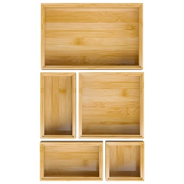 Bamboo Drawer Organizer Set for Stylish Multi-Use Storage