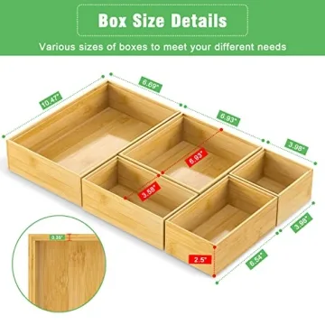 Bamboo Drawer Organizer Set for Stylish Multi-Use Storage