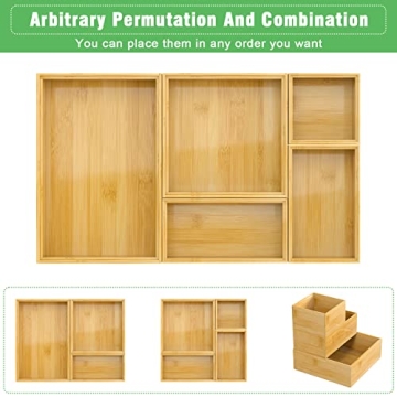 Bamboo Drawer Organizer Set for Stylish Multi-Use Storage