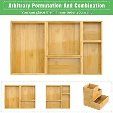 Bamboo Drawer Organizer Set for Stylish Multi-Use Storage