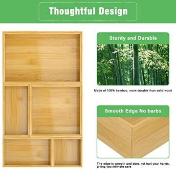 Bamboo Drawer Organizer Set for Stylish Multi-Use Storage