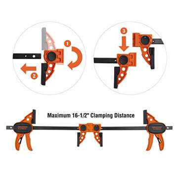 Jorgensen 6" Spreader/Bar Clamp Set, 4-pack,One-Hand Light Duty E-Z Hold Clamp/Spreader, 99216A,Black Orange