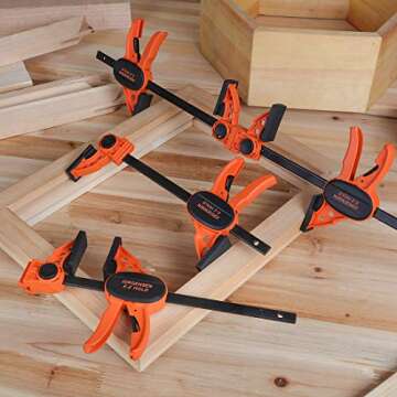 Jorgensen 6" Spreader/Bar Clamp Set, 4-pack,One-Hand Light Duty E-Z Hold Clamp/Spreader, 99216A,Black Orange