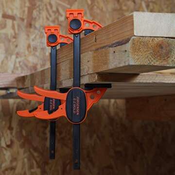 Jorgensen 6" Spreader/Bar Clamp Set, 4-pack,One-Hand Light Duty E-Z Hold Clamp/Spreader, 99216A,Black Orange