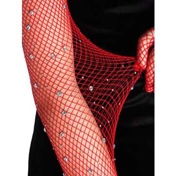 Stunning Rhinestone Fishnet Long Gloves for Parties and Halloween