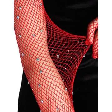 Stunning Rhinestone Fishnet Long Gloves for Parties and Halloween