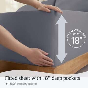 LuxClub 6 PC King Size Sheet Set Sheets Deep Pockets 18" Eco Friendly Wrinkle Free Cooling Bed Sheets Machine Washable Hotel Bedding Silky Soft - Light Grey King