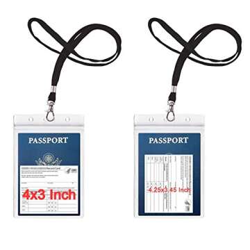 Passport Badge Holders with Extra PVC ID Card Holder and Woven Lanyards Ideal for Cruise and Vacatio...