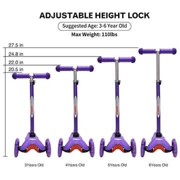 ChromeWheels Scooter for Kids, Deluxe 3 Wheel Scooter for Toddlers 4 Adjustable Height Glider with K...