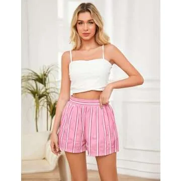 Women Striped Boxer Shorts with Pockets for Summer Style