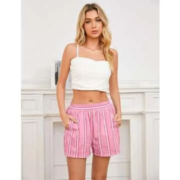 Women Striped Boxer Shorts with Pockets for Summer Style