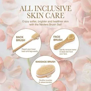 Nevlers Natural Boar Bristle Brush Set for Exfoliation