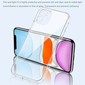 GROZHJAL Case for iPhone 11 Phone Case,Anti-Scratch Shockproof Drop Protection Fits iPhone 11 Crystal Clear Phone Case,Ultra-Slim,Non-Slip Protective Structure Non-Yellowing Transparent Phone Cover