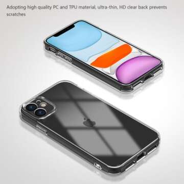 GROZHJAL Case for iPhone 11 Phone Case,Anti-Scratch Shockproof Drop Protection Fits iPhone 11 Crystal Clear Phone Case,Ultra-Slim,Non-Slip Protective Structure Non-Yellowing Transparent Phone Cover