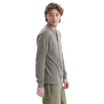 Hanes Men's Beefy Long Sleeve Three-Button Henley Shirt