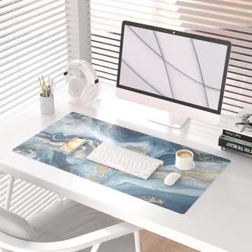 QIYI Desk Pad Large Keyboard and Mouse Pad for Laptop Computer, PU Leather Desk Cover Protector, Des...