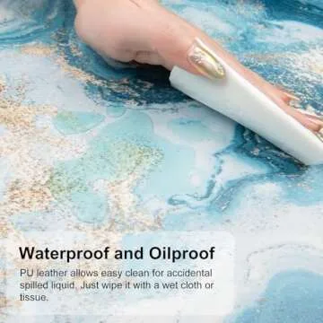 QIYI Desk Pad Large Keyboard and Mouse Pad for Laptop Computer, PU Leather Desk Cover Protector, Desk Décor Accessories for Office Home Work Writing Gaming 31.5" x 15.7" - Blue White Marble