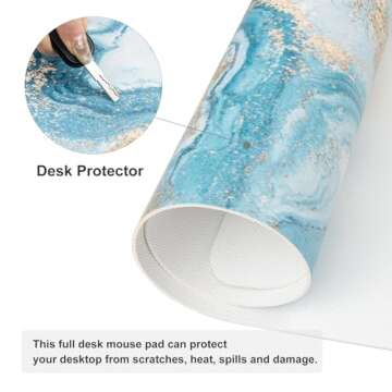 QIYI Desk Pad Large Keyboard and Mouse Pad for Laptop Computer, PU Leather Desk Cover Protector, Desk Décor Accessories for Office Home Work Writing Gaming 31.5" x 15.7" - Blue White Marble