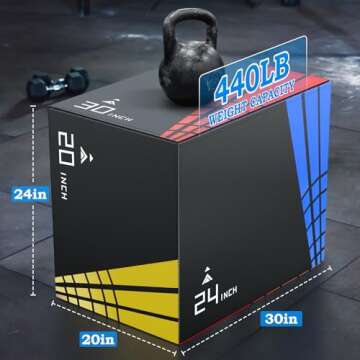 XDDAIS 3-in-1 Foam Plyometric Jump Box Gym,Firm Soft Foam Plyo Box,30”x24”x20”-24”x20”x16?...