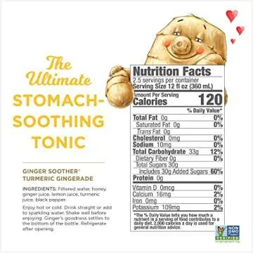 Turmeric Gingerade, Ginger Soother by The Ginger People – Drug Free Digestive Health, Turmeric Flavor, Premium Quality Turmeric Juice, Single - 32 Oz (Pack of 1)