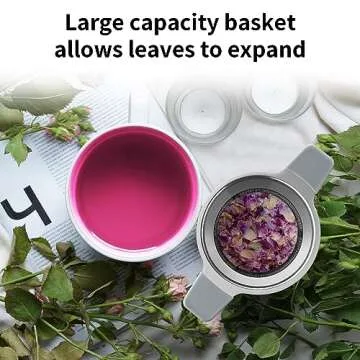 Ohtomber Tea Infuser Strainers, Stainless Steel Loose Leaf Tea Strainer Stepper with Heat Proof Double Handles, Extra Fine Mesh Ball Infusers, Diffuser Holder Filter for Mugs