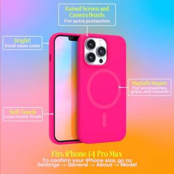 FELONY CASE - iPhone 14 Pro Max Case, Stylish Neon Pink iPhone Case - 360° Shockproof Protective Ca...