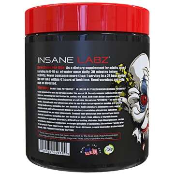 Insane Labz Psychotic, High Stimulant Pre Workout Powder, Extreme Lasting Energy, Focus and Enduranc...