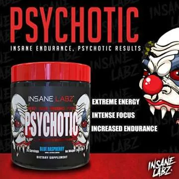 Insane Labz Psychotic, High Stimulant Pre Workout Powder, Extreme Lasting Energy, Focus and Endurance with Beta Alanine, Creatine Monohydrate DMAE, 35 Srvgs (Hawaiian Orange)