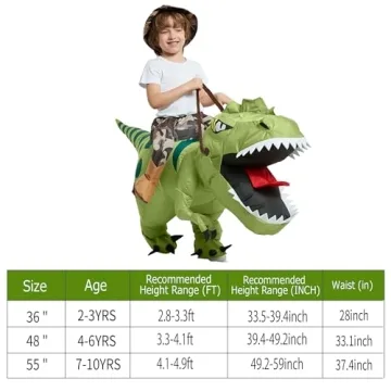 One Casa Inflatable Dinosaur Costume for Kids Ages 2-3