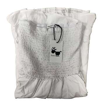 Tsher Tube Top Dress for Women Summer Solid Strapless Mini Dresses, Off The shoudle Ruffle Beach Dress (S, White Strapless Mini Dresses)…