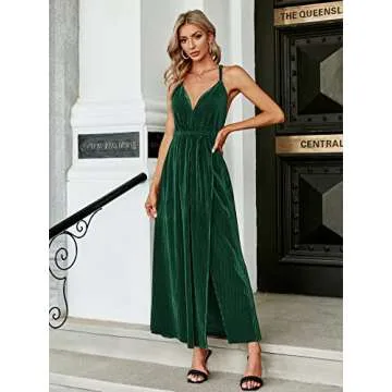 BerryGo Women's Sexy Deep V Neck Backless Floral Print Split Maxi Party Dress